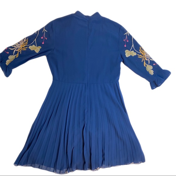 ASOS High Neck Embroidered Pleated Dress - Picture 3 of 3